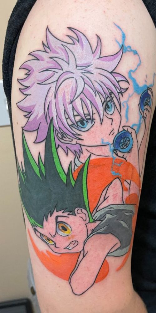 Hunter X Hunter Gon Freecss and Killua Zoldyck color anime tattoo